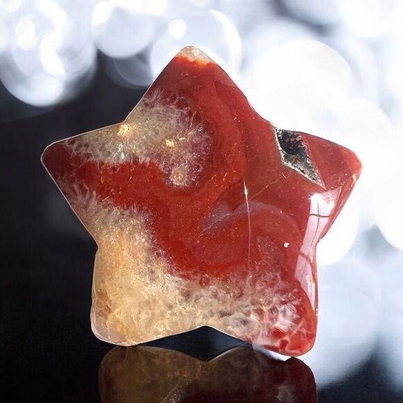 Carnelian Crystal Star Carving‎ (4) - Picture 1 of 9